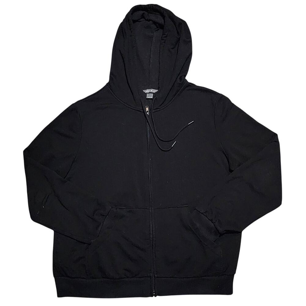 Eddie Bauer Zipper Women's Hoodie Front Pockets All Black Medium